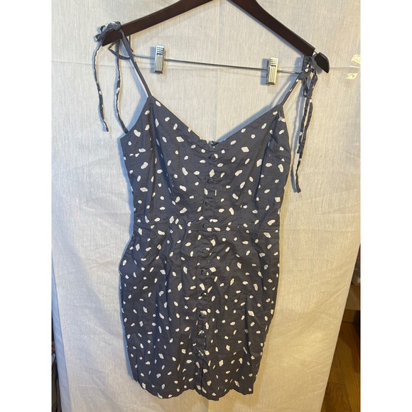 Abercrombie Fitch Gray White Speckled Button Front Mini Dress Size S Preppy Chic - Picture 5 of 7